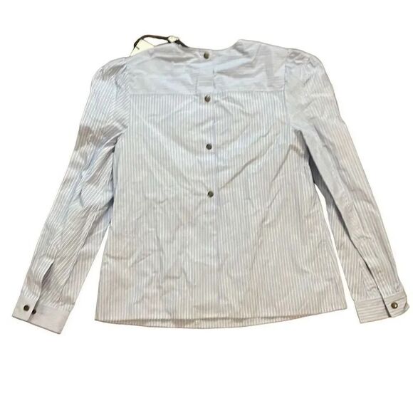 Draft Listing Coach blue striped shirt with buttons down back size 2. New with t - Picture 2 of 4
